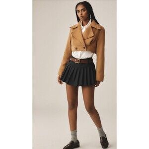 Anthropologie Maeve Ultra Cropped Trench Coat Honey Preppy Retro Size XL NWT